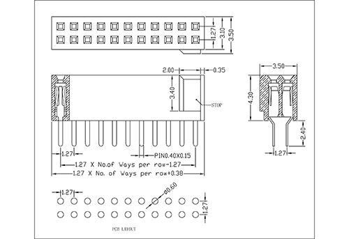 1.27 mm Female Header Dual Row Straight Type With Bump FHCS09-XXDXXX 1.27 mm Female Header Dual Row Straight Type With Bump FHCS09-XXDXXX